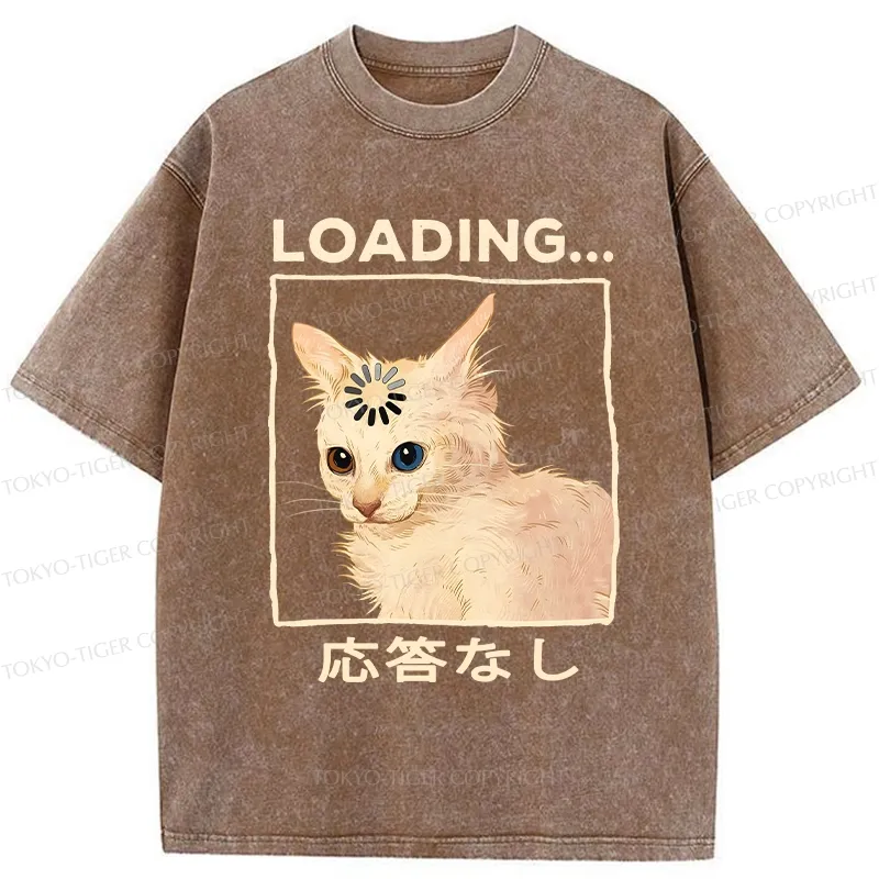 Tokyo-Tiger Funny Cat Loading Washed T-Shirt