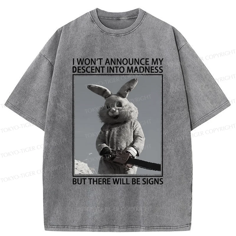 Tokyo-Tiger Rabbit Goes Into Madness Funny Washed T-Shirt