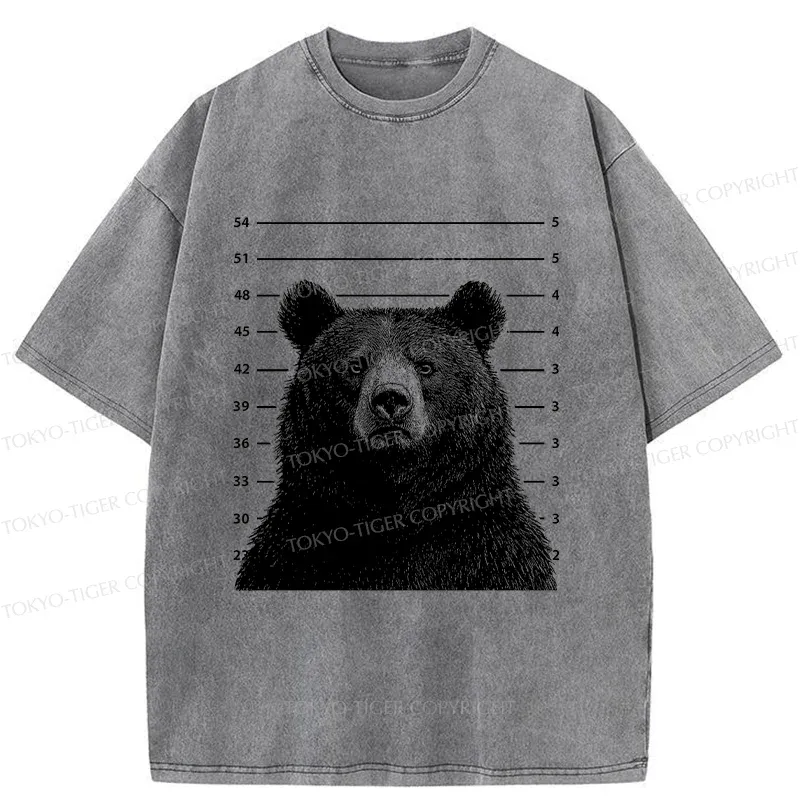 Tokyo-Tiger Arrested Bear Funny Washed T-Shirt
