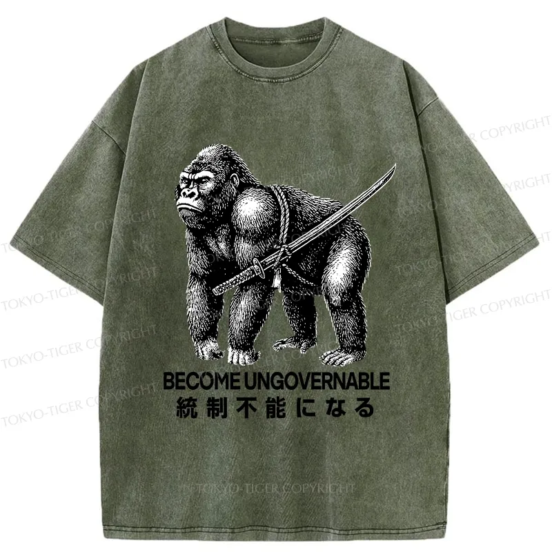 Tokyo-Tiger Gorilla Become Ungovernable Washed T-Shirt