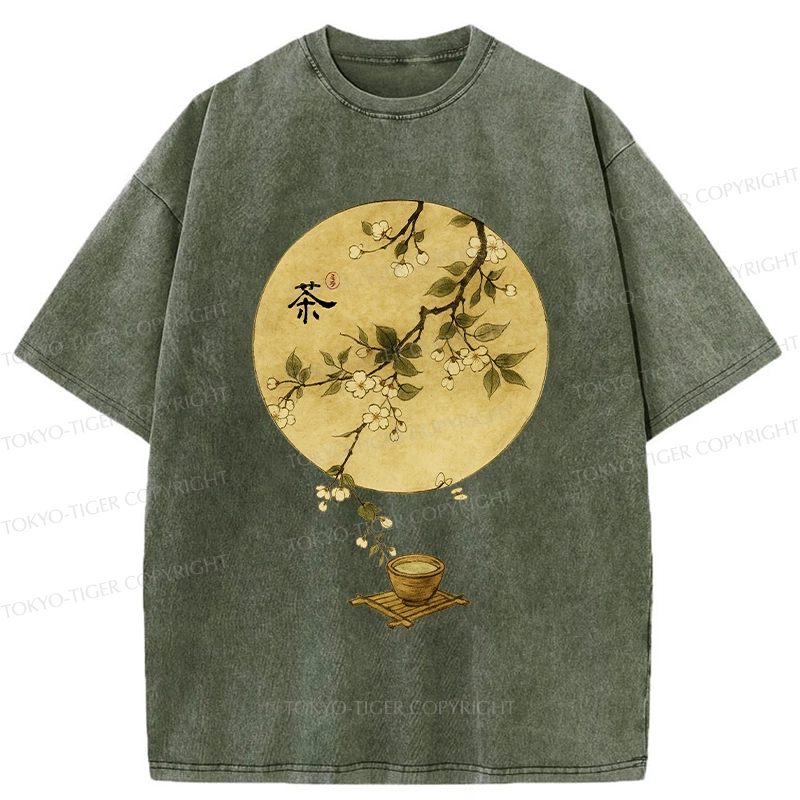 Tokyo-Tiger Serene Tea Ceremony Washed T-Shirt