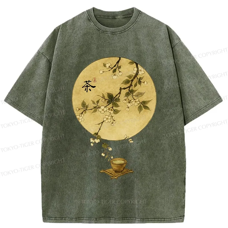 Tokyo-Tiger Serene Tea Ceremony Washed T-Shirt