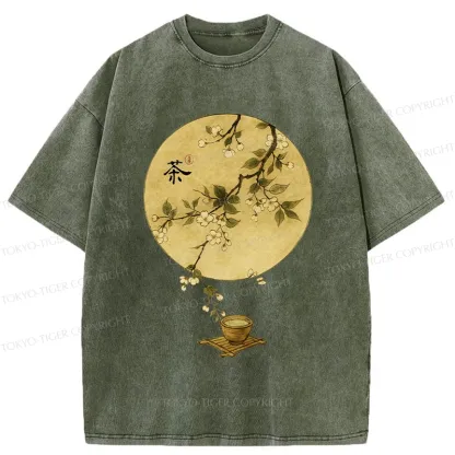 Tokyo-Tiger Serene Tea Ceremony Washed T-Shirt