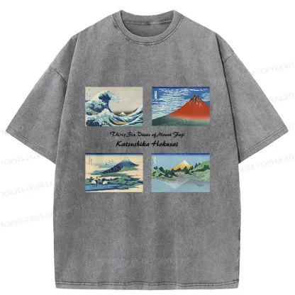 Tokyo-Tiger Japanese Famous Paintings Washed T-Shirt