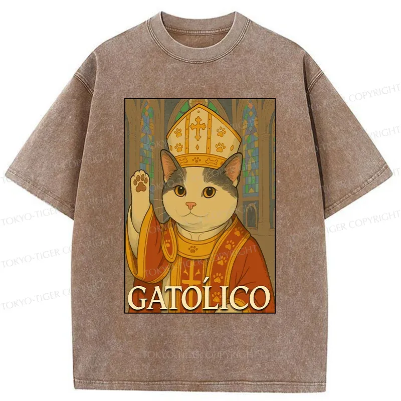 Tokyo-Tiger Pope Cat Washed T-Shirt