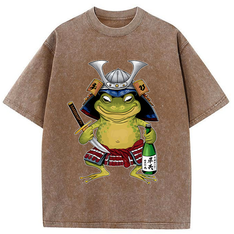 Tokyo-Tiger Japanese Samurai Frog Washed T-Shirt
