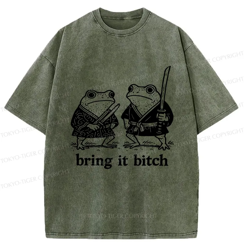 Tokyo-Tiger Bring It Samurai Frog Washed T-Shirt