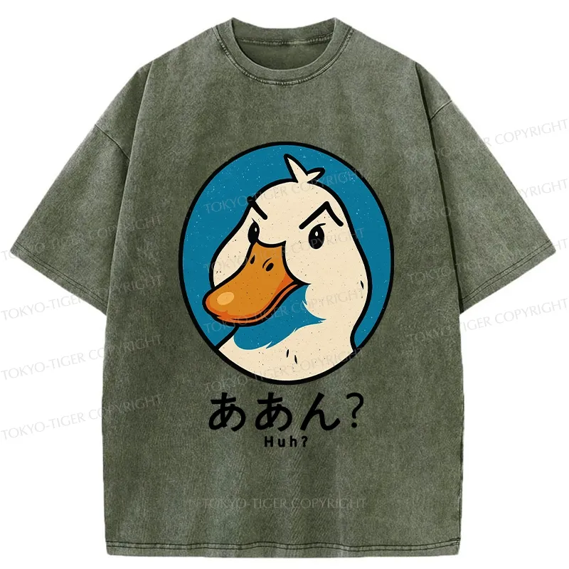 Tokyo-Tiger Funny Doubt Duck Washed T-Shirt
