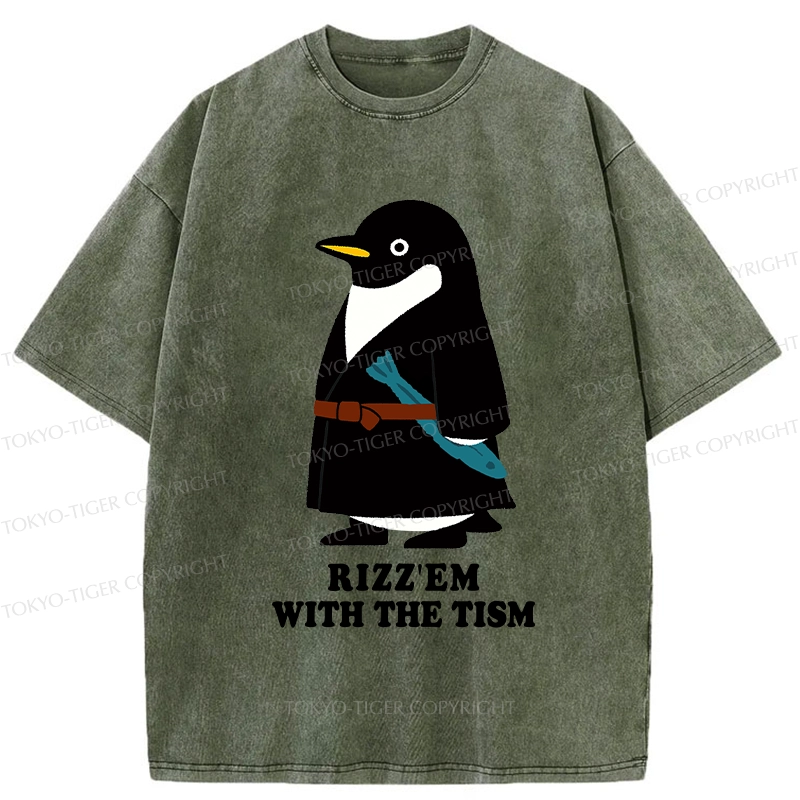 Tokyo-Tiger Rizz'Em With The Tism Washed T-Shirt