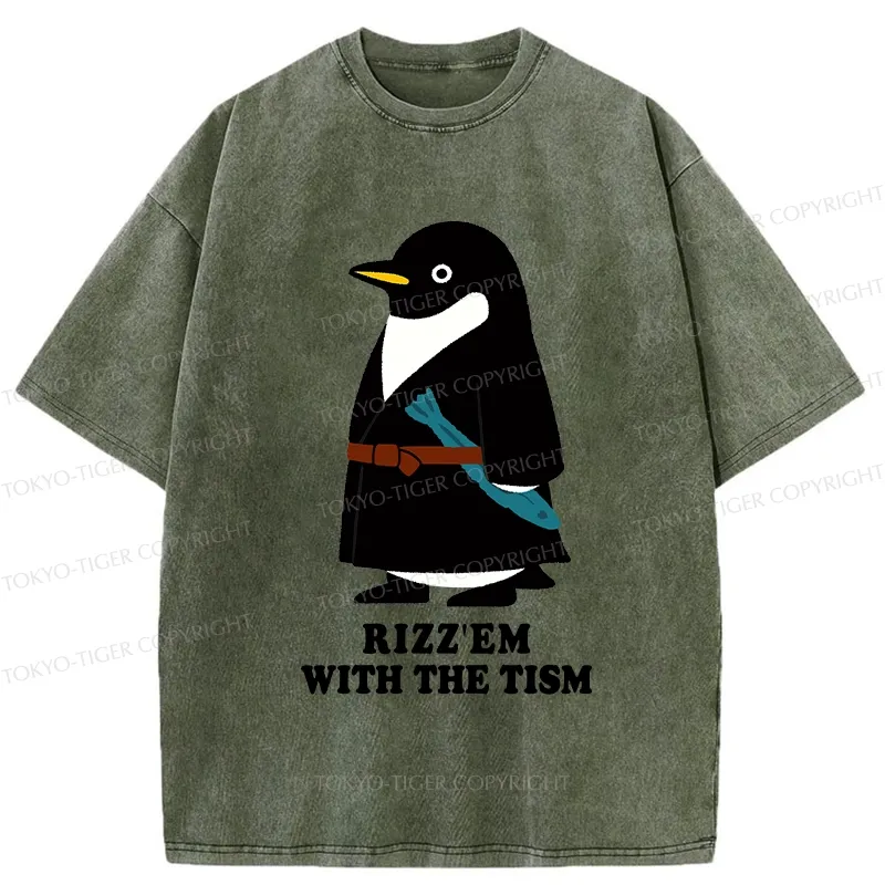 Tokyo-Tiger Rizz'Em With The Tism Washed T-Shirt