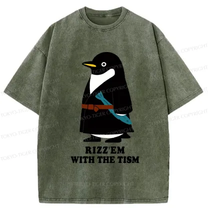 Tokyo-Tiger Rizz'Em With The Tism Washed T-Shirt