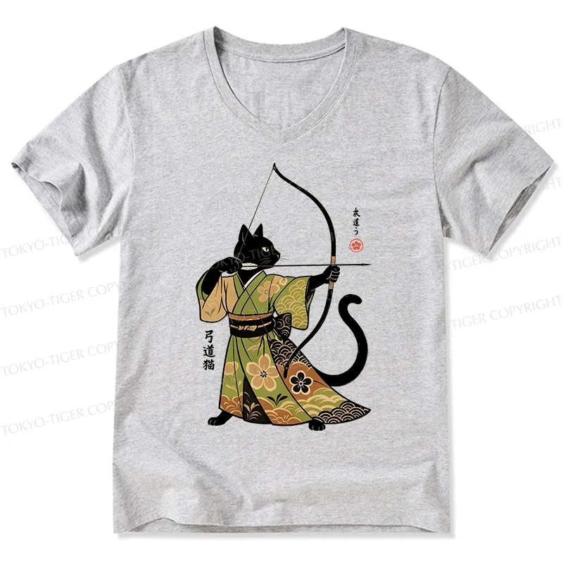Tokyo-Tiger Japan Cat Archery V-Neck Classic T-Shirt