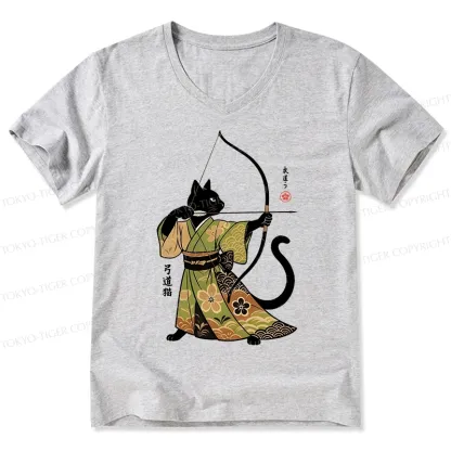 Tokyo-Tiger Japan Cat Archery V-Neck Classic T-Shirt