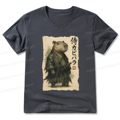 Tokyo-Tiger Capybara Samurai V-Neck Classic T-Shirt