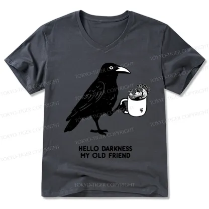 Tokyo-Tiger Crow Drinking Black Coffee Funny V-Neck Classic T-Shirt