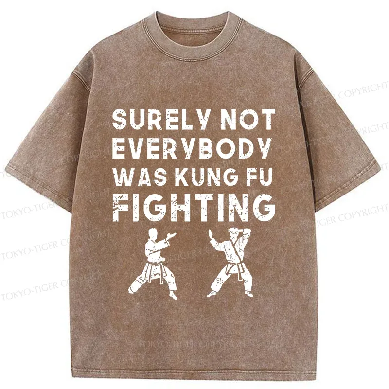 Tokyo-Tiger Funny Kung Fu Washed T-Shirt