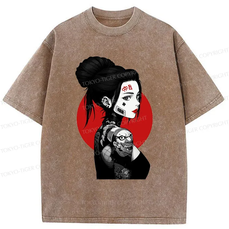 Tokyo-Tiger Mechanical Woman Washed T-Shirt
