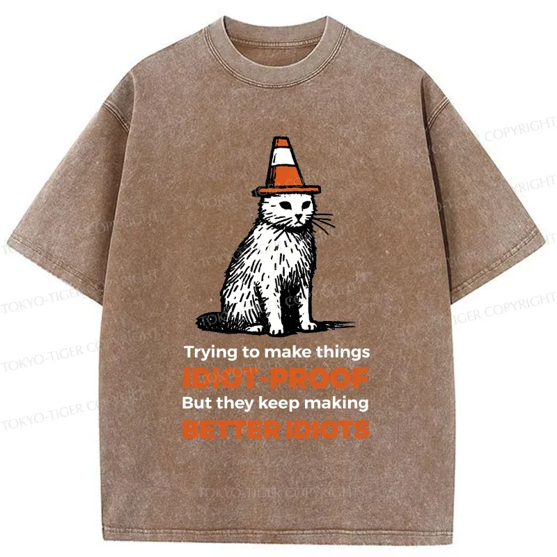 Tokyo-Tiger Stupid Cat Washed T-Shirt
