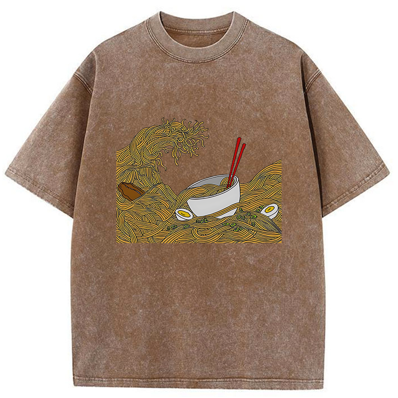 Tokyo-Tiger The Great Wave Off Ramen Washed T-Shirt