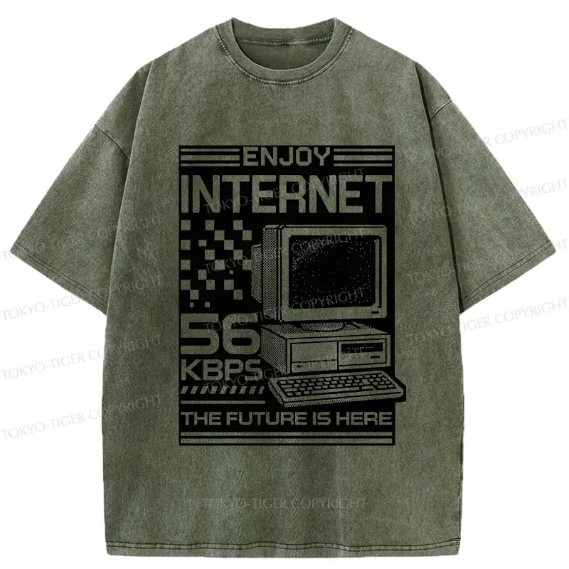 Tokyo-Tiger Enjoy The Internet Washed T-Shirt