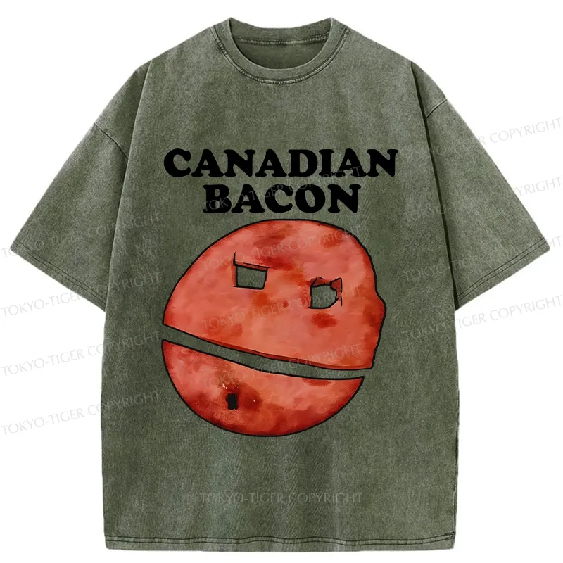Tokyo-Tiger Funny Canadian Bacon Washed T-Shirt