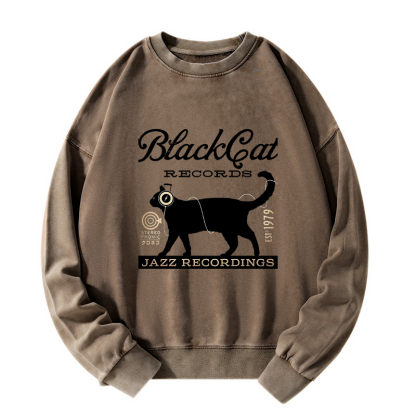 Tokyo-Tiger Black Cat Japan Washed Sweatshirt