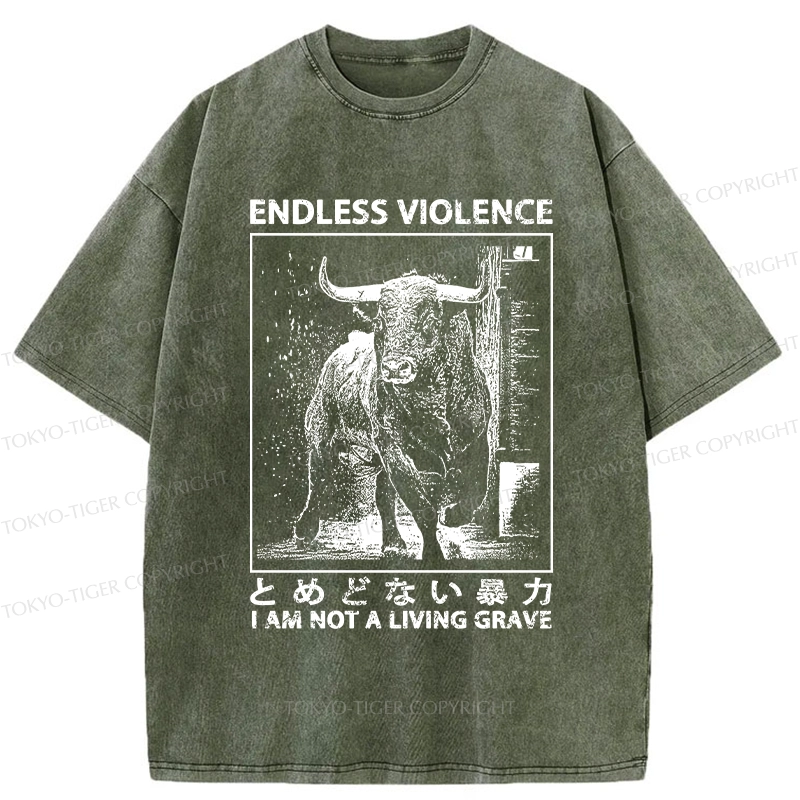 Tokyo-Tiger I Am Not A Living Grave Washed T-Shirt