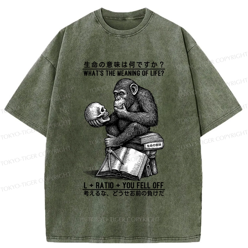 Tokyo-Tiger What's The Meaning Of Life? Washed T-Shirt