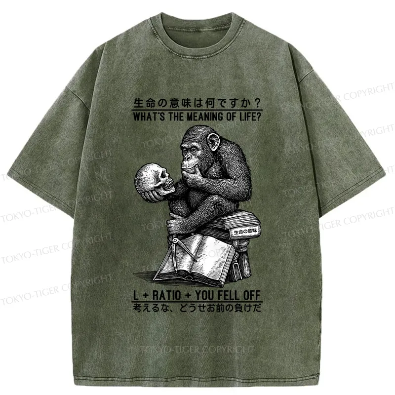 Tokyo-Tiger What's The Meaning Of Life? Washed T-Shirt