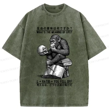 Tokyo-Tiger What's The Meaning Of Life? Washed T-Shirt