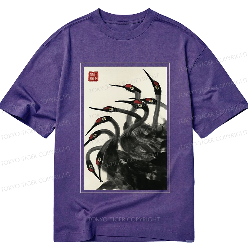 Tokyo-Tiger Retro Red Crowned Crane Classic T-Shirt