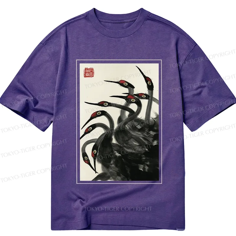 Tokyo-Tiger Retro Red Crowned Crane Classic T-Shirt