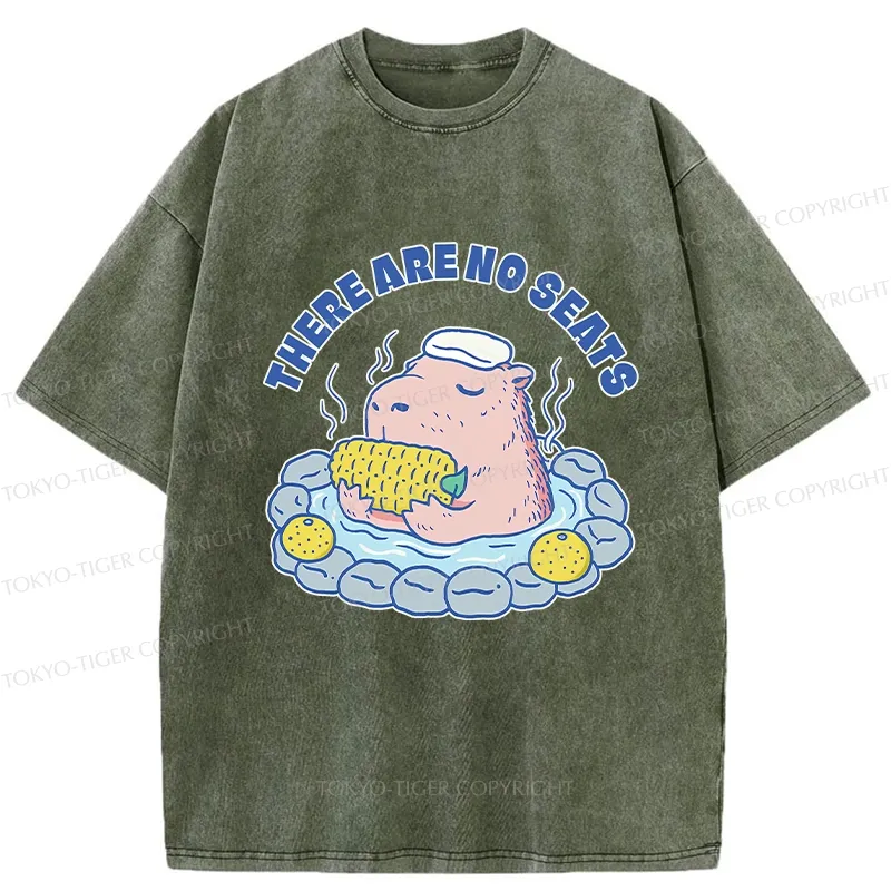 Tokyo-Tiger Capybara Enjoying Hot Springs Washed T-Shirt