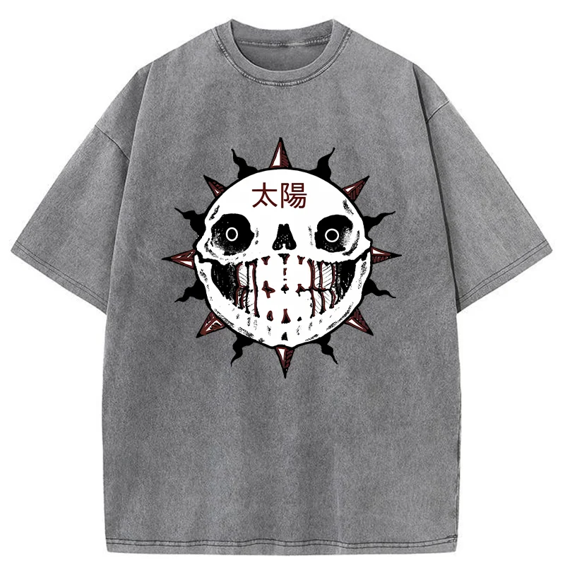 Tokyo-Tiger Horror Sun Skull Washed T-Shirt