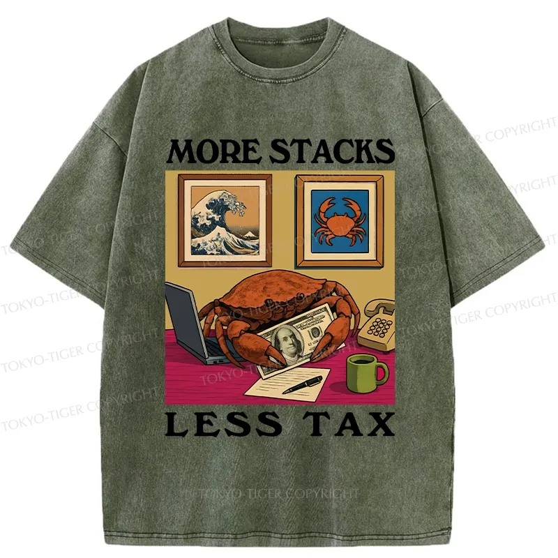Tokyo-Tiger More Stacks Less Tax Washed T-Shirt