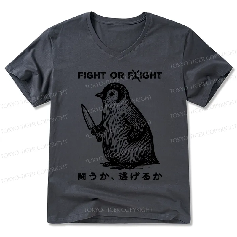 Tokyo-Tiger Funny Fight Or Flight V-Neck Classic T-Shirt