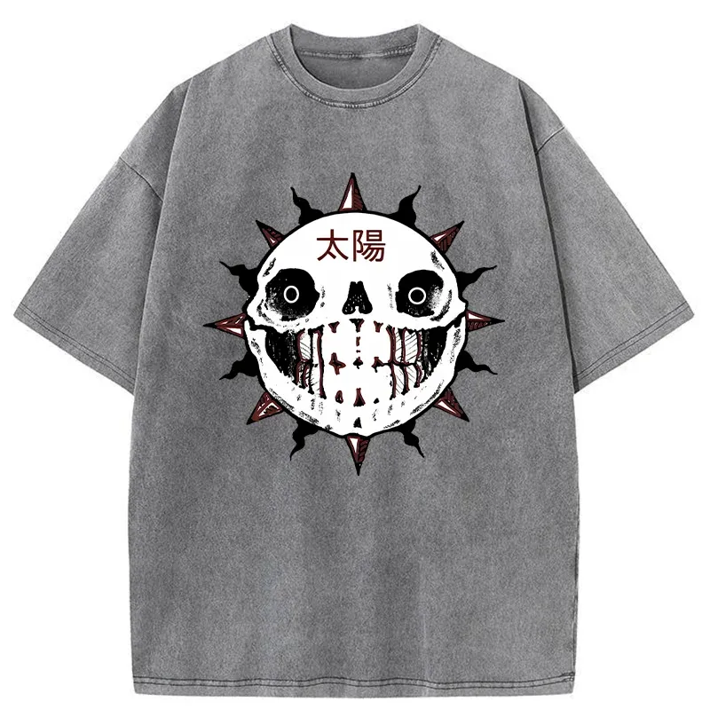 Tokyo-Tiger Horror Sun Skull Washed T-Shirt