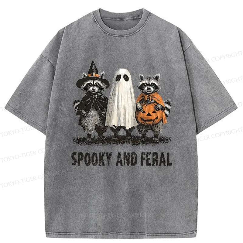 Tokyo-Tiger Halloween Raccoon Washed T-Shirt