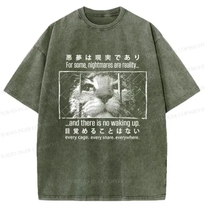 Tokyo-Tiger Protecting Animals And Prison Cat Washed T-Shirt