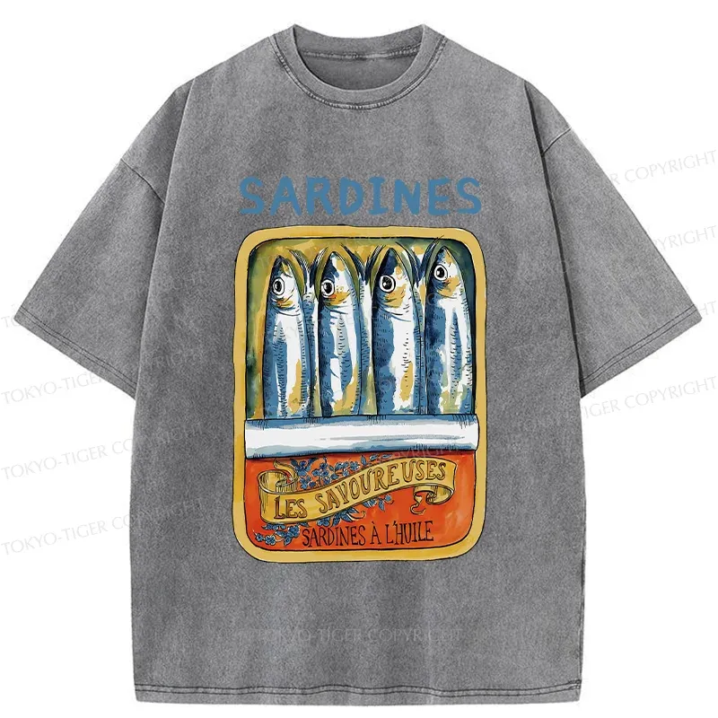 Tokyo-Tiger Vintage Sardines Can Washed T-Shirt