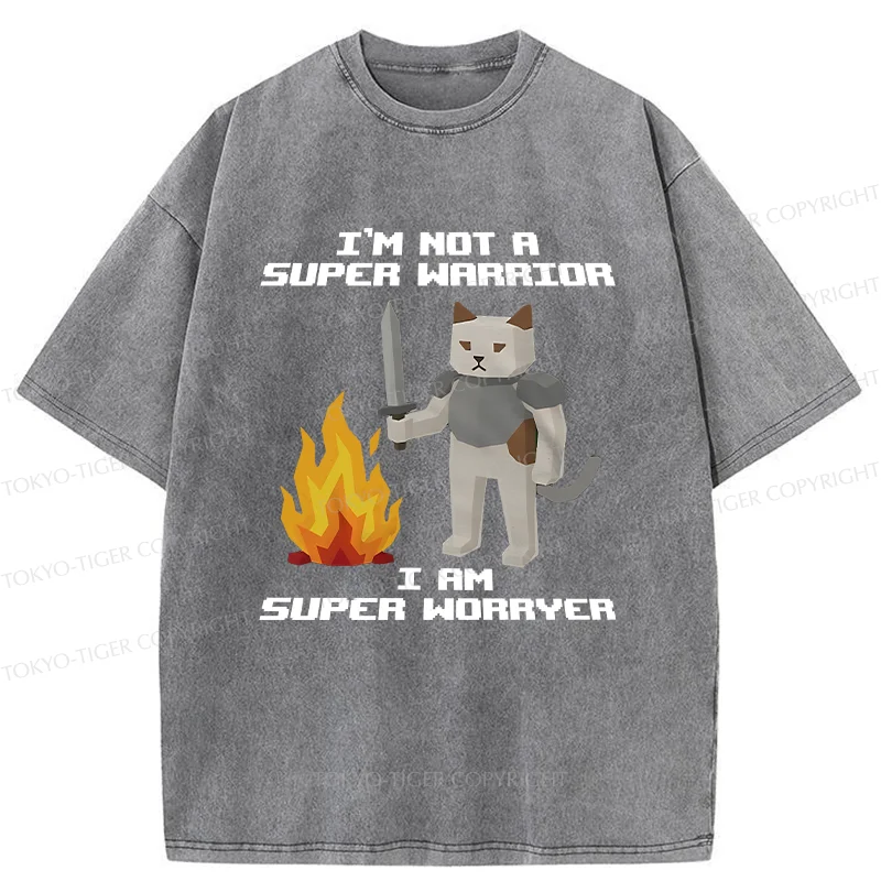 Tokyo-Tiger Cat Warrior Funny Washed T-Shirt
