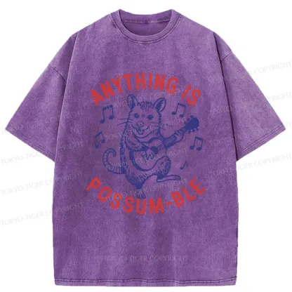 Tokyo-Tiger Possum Playing The Ukulele Washed T-Shirt