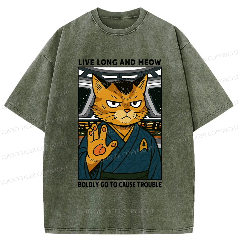 Tokyo-Tiger Intergalactic Troublemaker Cat Washed T-Shirt