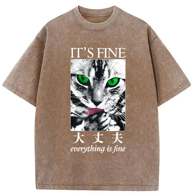Tokyo-Tiger Cat Is Fine Washed T-Shirt