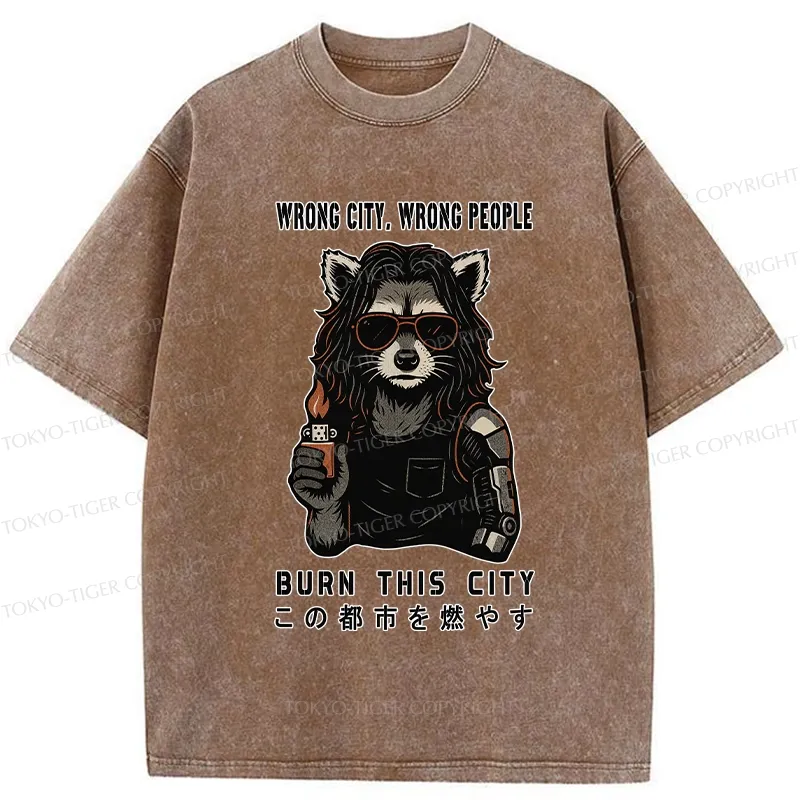 Tokyo-Tiger Wrong City Wrong People Washed T-Shirt