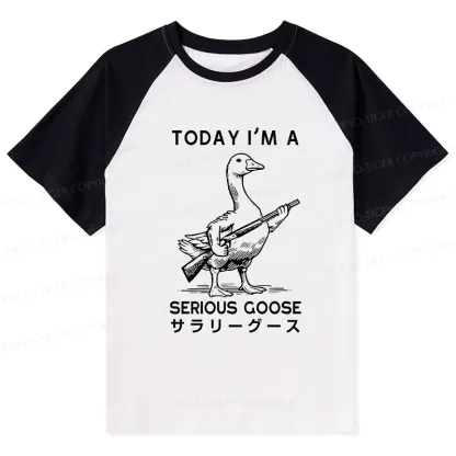 Tokyo-Tiger Serious Stupid Goose Raglan T-shirt