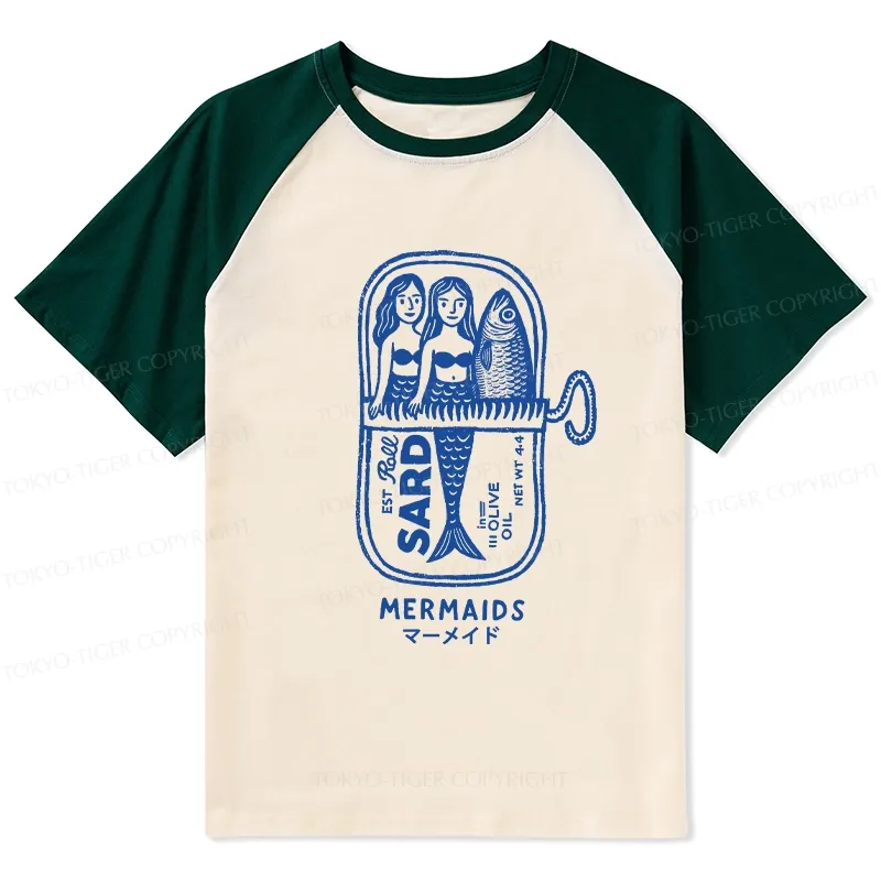 Tokyo-Tiger Mermaid Can Raglan T-shirt