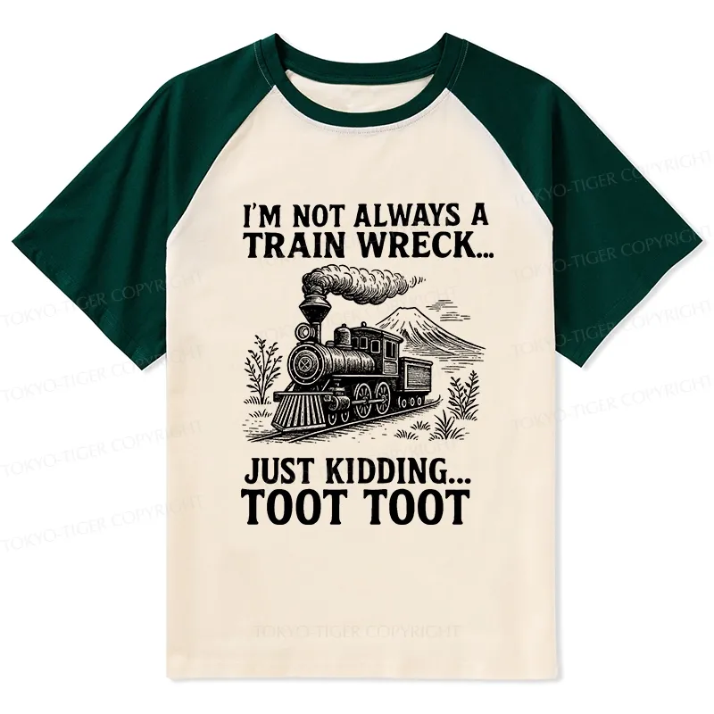Tokyo-Tiger Funny Train Jokes Raglan T-shirt