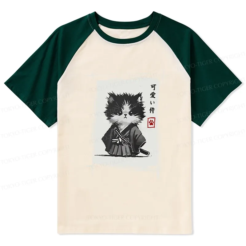 Tokyo-Tiger Kitten Samurai Raglan T-shirt