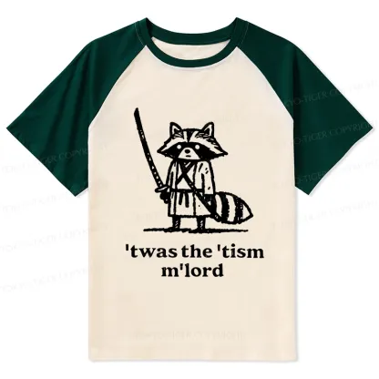 Tokyo-Tiger Focused Samurai Raccoon Raglan T-shirt